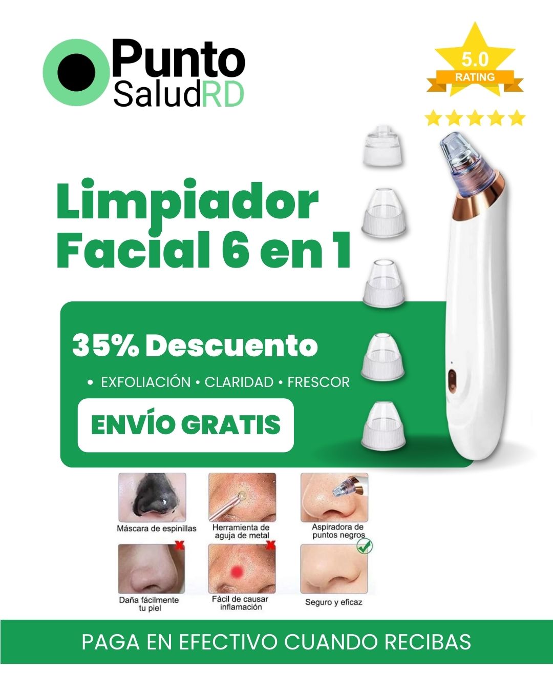 💎 ¡Dispositivo de Limpieza Profunda – 6 Modos para el Cuidado Diario de tus Poros