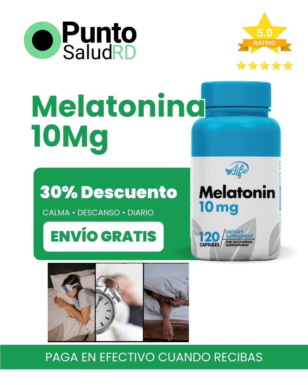 Melatonina 10 mg – Tu Aliado para Noches Más Calmadas | Punto Salud RD